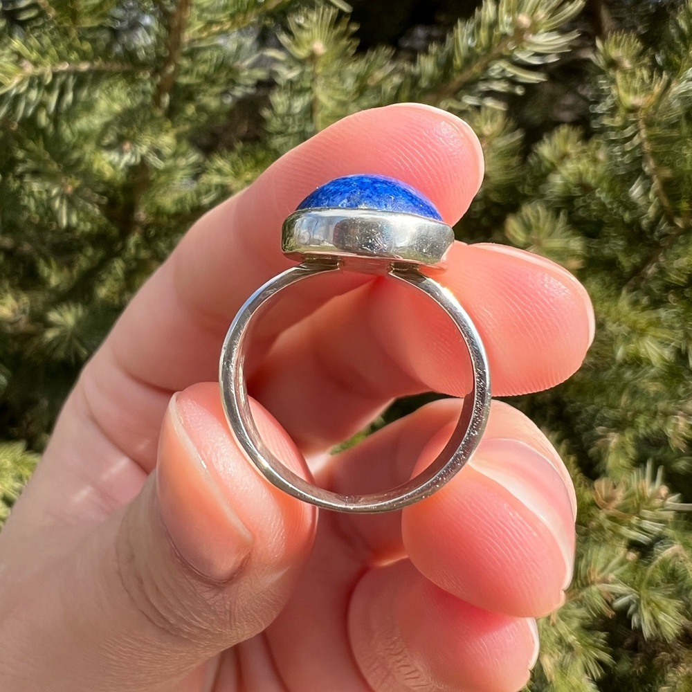 Custom Conversion Sterling Silver Lapis Ring Size… - image 5